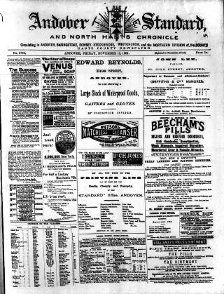 cover page of Andover Chronicle published on November 15, 1901