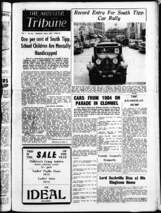 cover page of Munster Tribune published on July 6, 1965