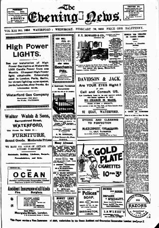 cover page of Evening News (Waterford) published on February 28, 1912