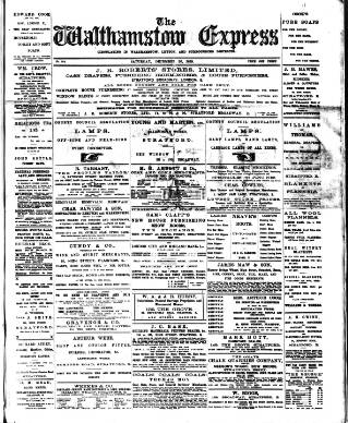 cover page of Walthamstow Express published on December 30, 1899