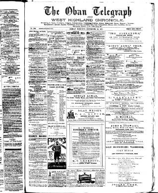 cover page of Oban Telegraph and West Highland Chronicle published on December 30, 1881