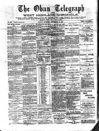 cover page of Oban Telegraph and West Highland Chronicle published on September 18, 1885