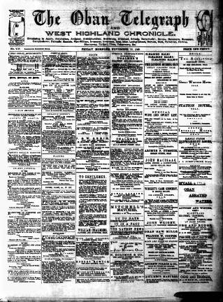 cover page of Oban Telegraph and West Highland Chronicle published on November 15, 1889