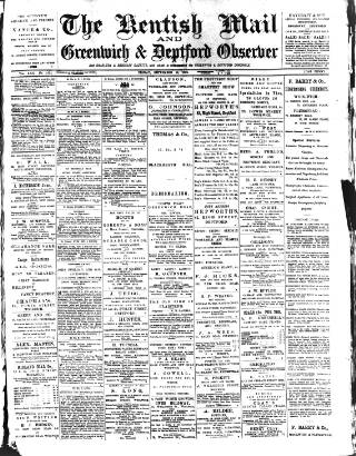 cover page of Greenwich and Deptford Observer published on September 18, 1891