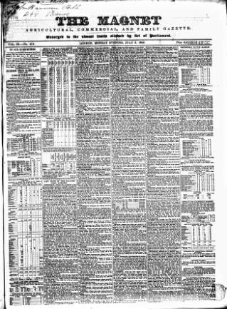 cover page of Magnet (London) published on July 6, 1846