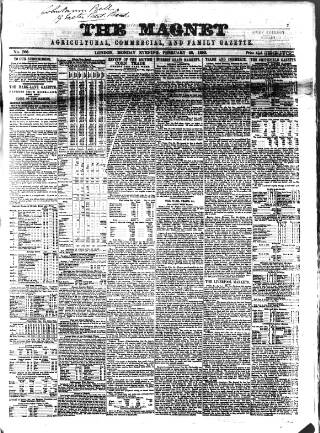 cover page of Magnet (London) published on February 28, 1853
