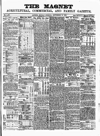 cover page of Magnet (London) published on September 18, 1871