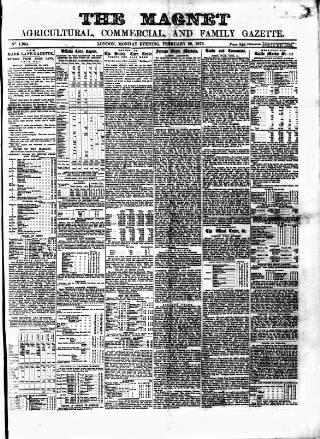 cover page of Magnet (London) published on February 28, 1876