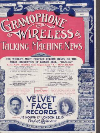 cover page of Gramophone, Wireless and Talking Machine News published on February 1, 1924