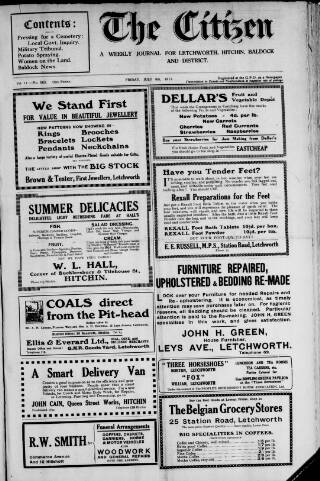cover page of Citizen (Letchworth) published on July 6, 1917