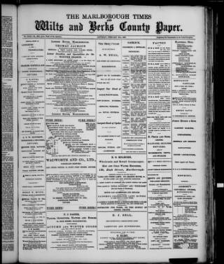 cover page of Marlborough Times published on February 28, 1903