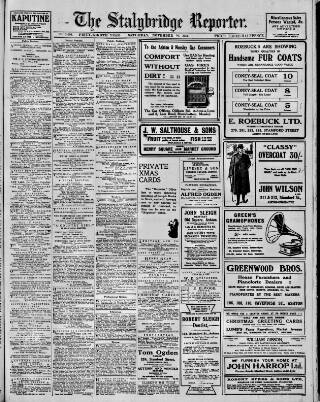 cover page of Stalybridge Reporter published on November 30, 1912