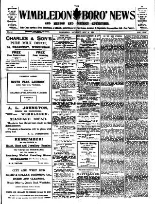 cover page of Wimbledon News published on July 6, 1912