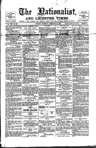 cover page of Carlow Nationalist published on February 28, 1891