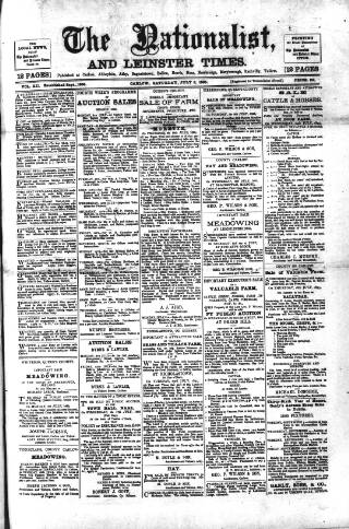 cover page of Carlow Nationalist published on July 6, 1895