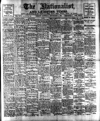 cover page of Carlow Nationalist published on September 18, 1909