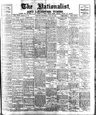 cover page of Carlow Nationalist published on May 29, 1915