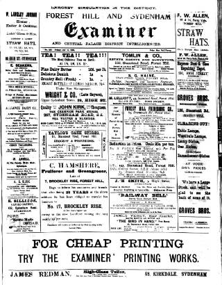 cover page of Forest Hill & Sydenham Examiner published on July 6, 1900