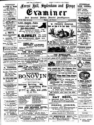 cover page of Forest Hill & Sydenham Examiner published on February 28, 1913