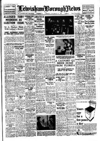 cover page of Lewisham Borough News published on November 15, 1949