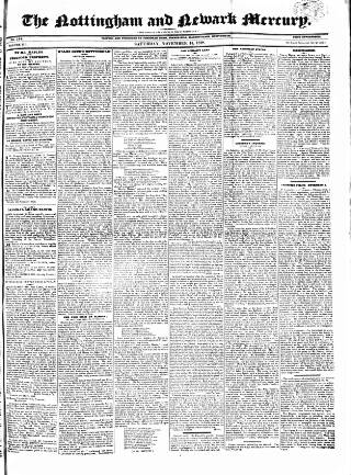 cover page of Nottingham and Newark Mercury published on November 15, 1828