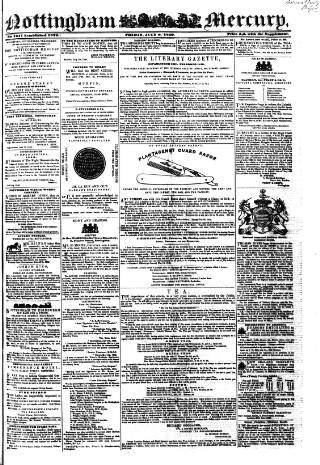 cover page of Nottingham and Newark Mercury published on July 6, 1849