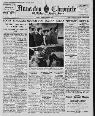 cover page of Nuneaton Chronicle published on September 18, 1953