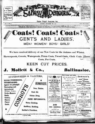 cover page of East Galway Democrat published on September 18, 1915