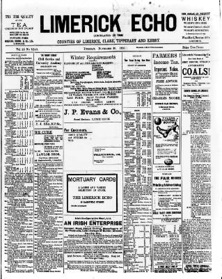 cover page of Limerick Echo published on November 30, 1920