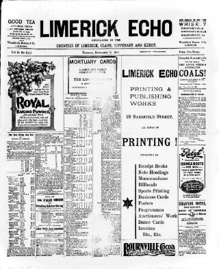 cover page of Limerick Echo published on November 15, 1921