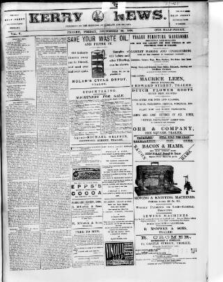cover page of Kerry News published on December 30, 1898