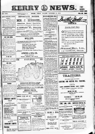 cover page of Kerry News published on November 15, 1918