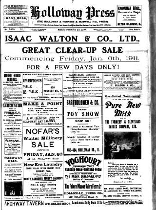 cover page of Holloway Press published on December 30, 1910