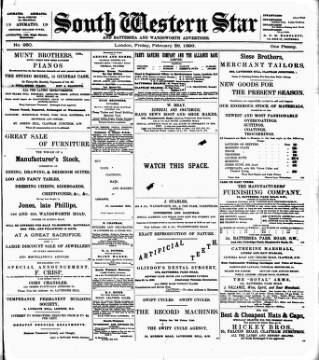 cover page of South Western Star published on February 28, 1896