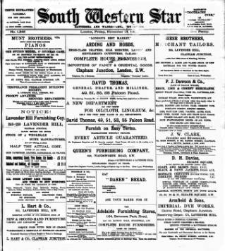 cover page of South Western Star published on November 15, 1901