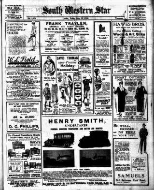 cover page of South Western Star published on May 29, 1925