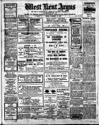 cover page of West Kent Argus and Borough of Lewisham News published on November 15, 1918