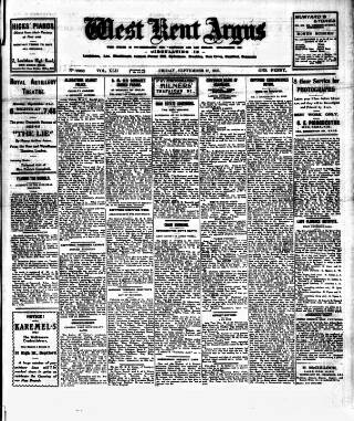 cover page of West Kent Argus and Borough of Lewisham News published on September 18, 1925