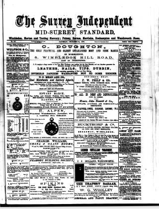 cover page of Surrey Independent and Wimbledon Mercury published on December 30, 1882
