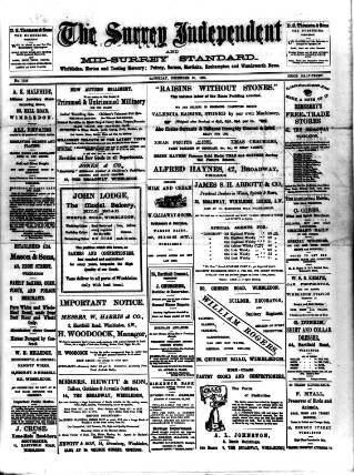 cover page of Surrey Independent and Wimbledon Mercury published on December 30, 1899