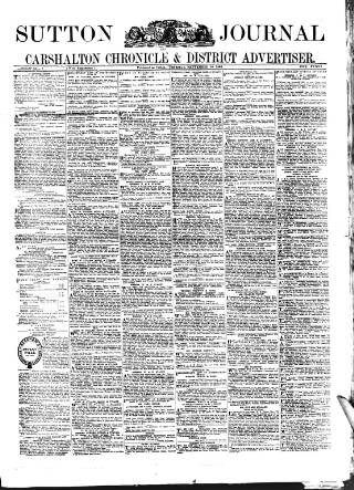 cover page of Sutton Journal published on September 18, 1884