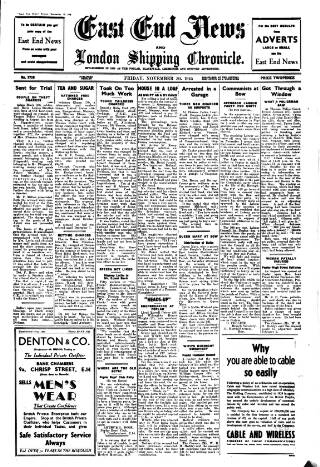 cover page of East End News and London Shipping Chronicle published on November 30, 1945