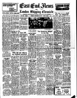 cover page of East End News and London Shipping Chronicle published on December 30, 1955