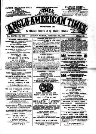 cover page of Anglo-American Times published on February 28, 1879