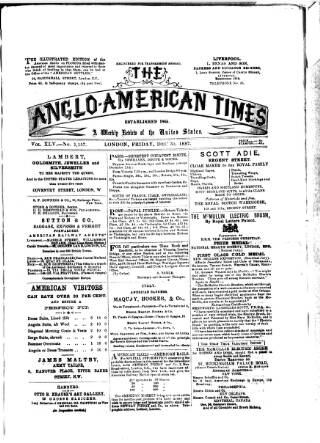 cover page of Anglo-American Times published on December 30, 1887