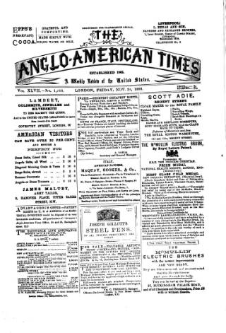 cover page of Anglo-American Times published on November 30, 1888