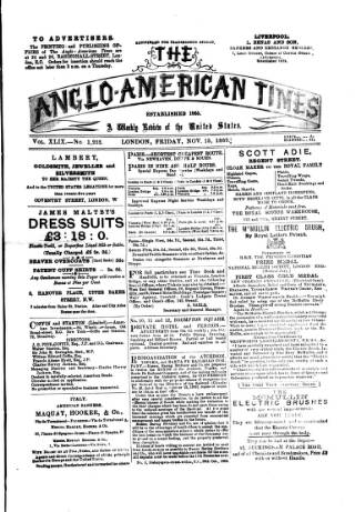 cover page of Anglo-American Times published on November 15, 1889