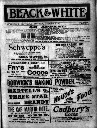 cover page of Black & White published on November 30, 1895