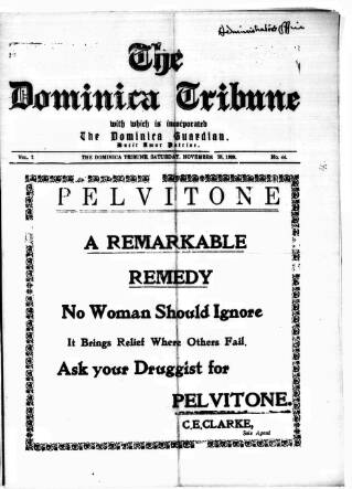 cover page of Dominica Tribune published on November 15, 1930