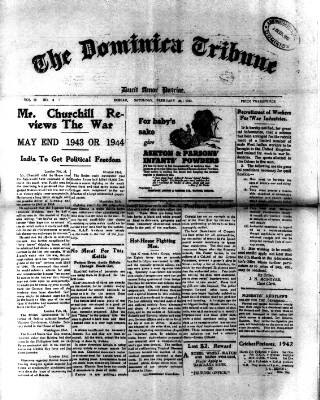 cover page of Dominica Tribune published on February 28, 1942
